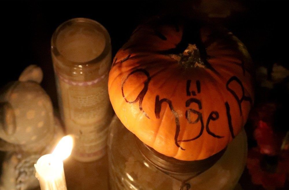  Some of the man items placed at the growing memorial for Jaxson Mansfield-O’Brey, who died after being struck by a dump truck on Presland Road on Wednesday.