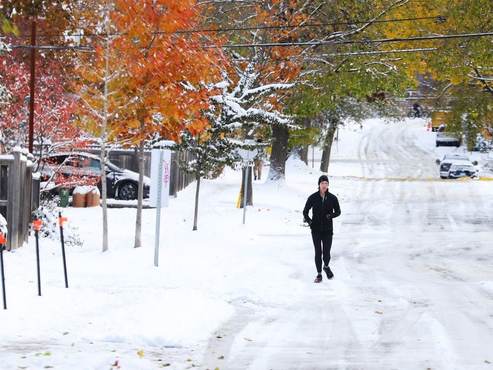  A runner manages the snow in Westboro