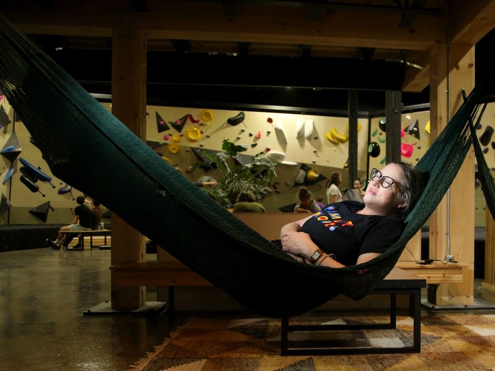 Citizen reporter Lynn Saxberg tests one of the hammocks at Klimat’s chill lounge/games area. Citizen reporter Lynn Saxberg tests one of the hammocks at Klimat’s chill lounge/games area.