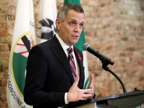 Ottawa Mayor Mark Sutcliffe talks about the federal budget Tuesday during a news conference at city hall.