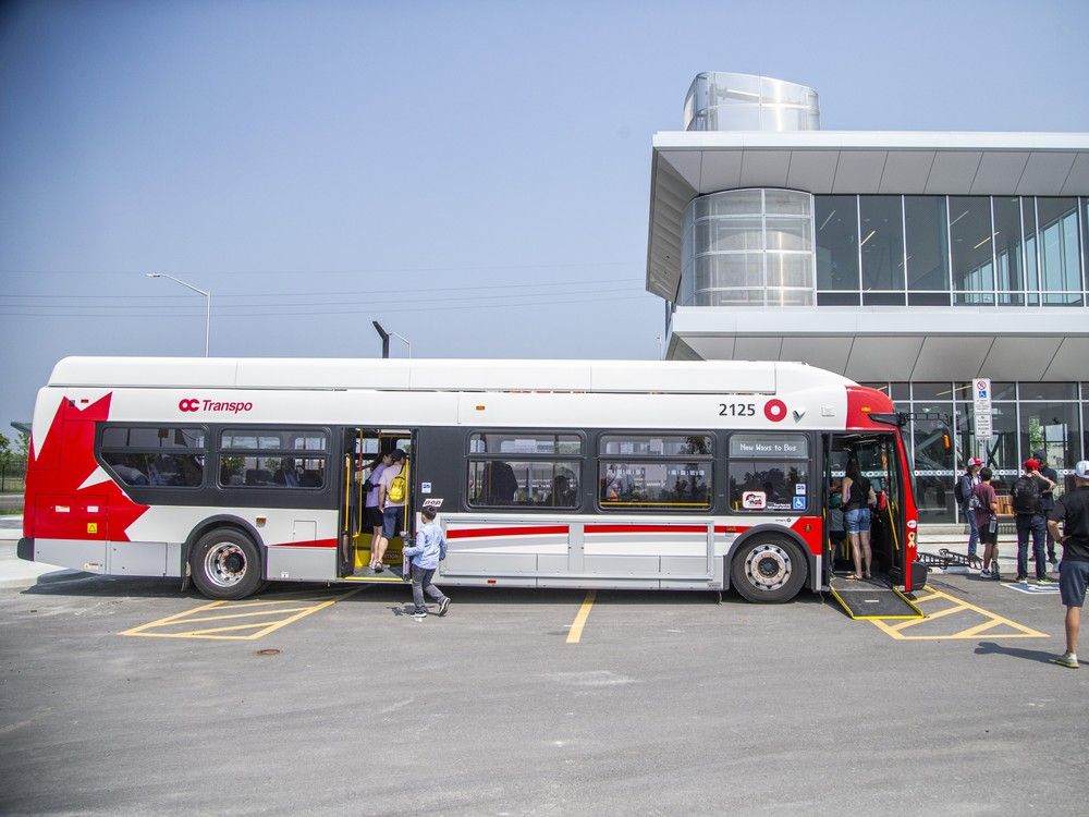 Visitors got a first look at Trim Station this past summer, as OC Transpo showcased the soon-to-open O-Train East Extension. Out front was one of the new e-buses. Visitors got a first look at Trim Station this past summer, as OC Transpo showcased the soon-to-open O-Train East Extension. Out front was one of the new e-buses.