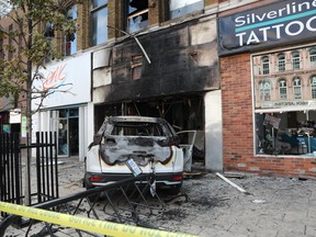 The results of a fire at 156 Rideau St. in the ByWard Market, Sept. 8, 2025. The Ottawa Police Service‘s arson unit was investigating two “suspicious” fires that broke out at two different illegal magic mushroom shops within 15 minutes of each other.