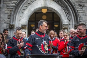 Ottawa Senators owner Mic, SENS Milwhael Andlauer and Mayor Mark Sutcliffe