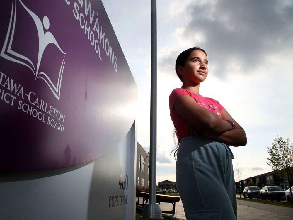 SEPT. 23, 2025 -- Japnam Bharaj, 10, is advocating for the installation of a speed camera outside of her school (Shingwakons Public School in Stittsville) after a local youth was hit by a car earlier this year near there.