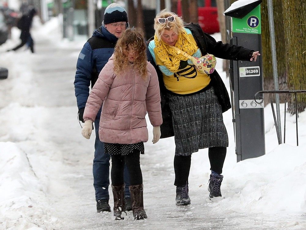 Commuters faced slick surfaces and treacherous conditions Monday morning