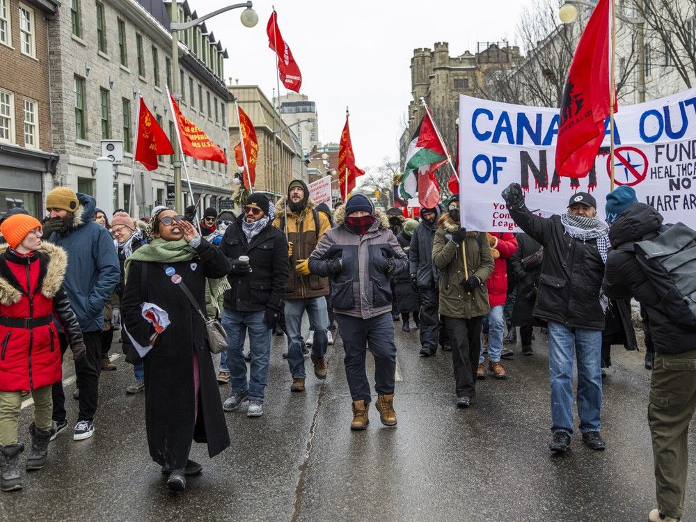  Protesters gathered and marched outside the U.S. Embassy in Ottawa on Sunday, Jan. 4, 2026, citing opposition to a reported U.S. incursion into Venezuela.