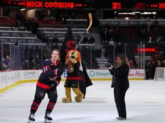 Nick Cousins of the Ottawa Senators salutes the crowd
