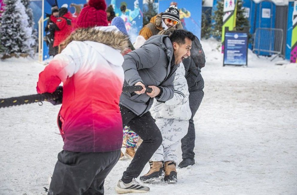  A playful tug-of-war in the snow sparked laughter, cheers and plenty of smiles as people leaned into the winter fun on Saturday.