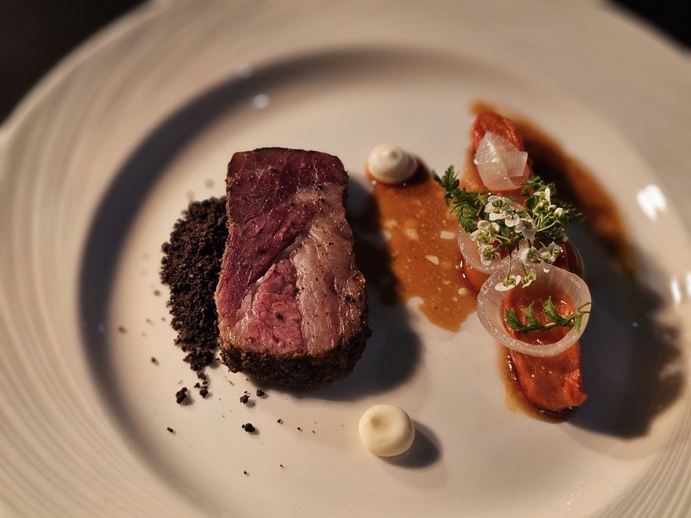  The Toronto dish at the Canadian Culinary Championship 2026: beef short rib pastrami, &ldquo;a very good carrot,&rdquo; rye crumble and horseradish cream.