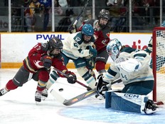 The Ottawa Charge's Gabbie Hughes looks for a chance on the rebound