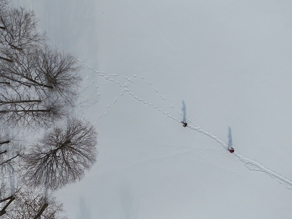  Two people on snowshoes enjoy a winter day at what had been the Kanata Golf and Country Club on Wednesday.