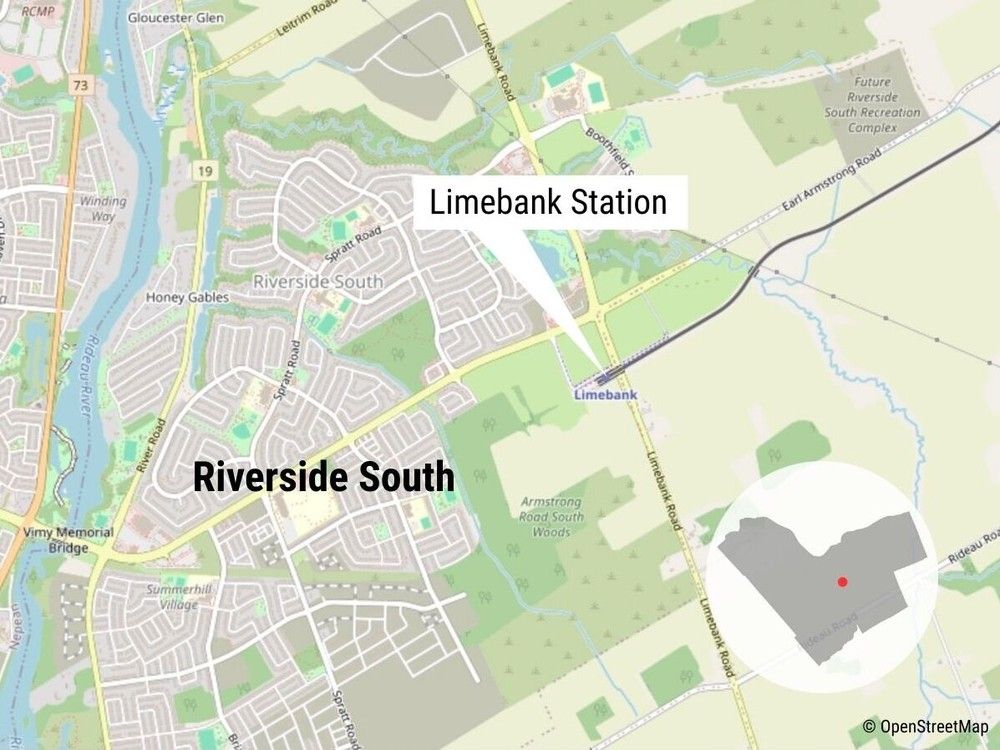  Limebank Station has put Riverside South on the map. The arrival of the LRT is changing the shape of the south Ottawa suburb.&nbsp; MAP BY DENNIS LEUNG/POSTMEDIA/OPENSTREETMAP