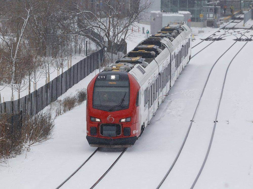  An LRT from Line 2 in a file photo. The extension of the O-Train to Riverside South has changed the complexion of the Ottawa suburb.