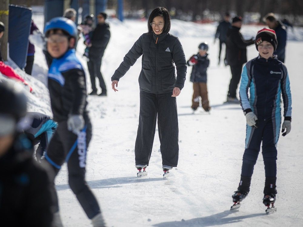 Reporter Paula Tran in a crowd at her first try at speedskating during a free Winterlude event at Brewer Park Oval hosted by the Ottawa Pacers and the Gloucester Concordes Speedskating Club. Reporter Paula Tran in a crowd at her first try at speedskating during a free Winterlude event at Brewer Park Oval hosted by the Ottawa Pacers and the Gloucester Concordes Speedskating Club.