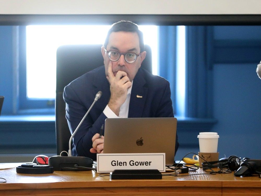 Glen Gower listens to public delegations at a city council committee meeting. Glen Gower listens to public delegations at a city council committee meeting.