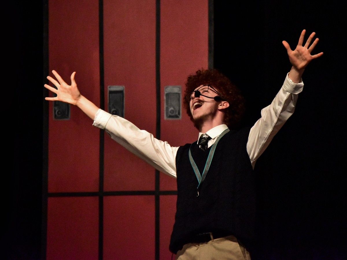 Mr. O'Brien played by Nicolas Vranas, during Merivale High School's Cappies production of Freaky Friday