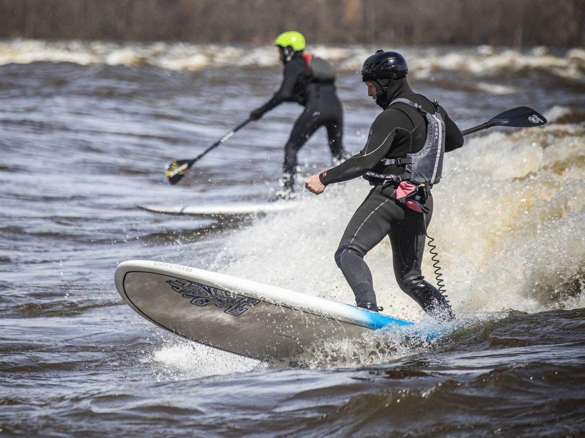  High spring runoff on the Ottawa River has created the annual freestanding wave at Bate Island, where experienced, properly equipped river surfers took advantage of the fast, frigid conditions to ride a fleeting seasonal swell only seen during a specific water level. Larry Norman is no stranger to the spring conditions on the Ottawa River, an avid paddler who has been hitting the wave since the water levels hit the peak time to provide a wave suitable for surf his paddle board.