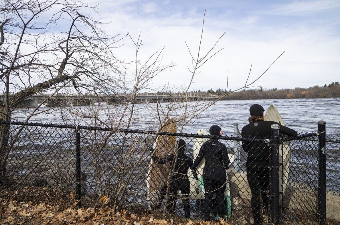  High spring runoff on the Ottawa River has created the annual freestanding wave at Bate Island, where experienced, properly equipped river surfers took advantage of the fast, frigid conditions to ride a fleeting seasonal swell only seen during a specific water level.