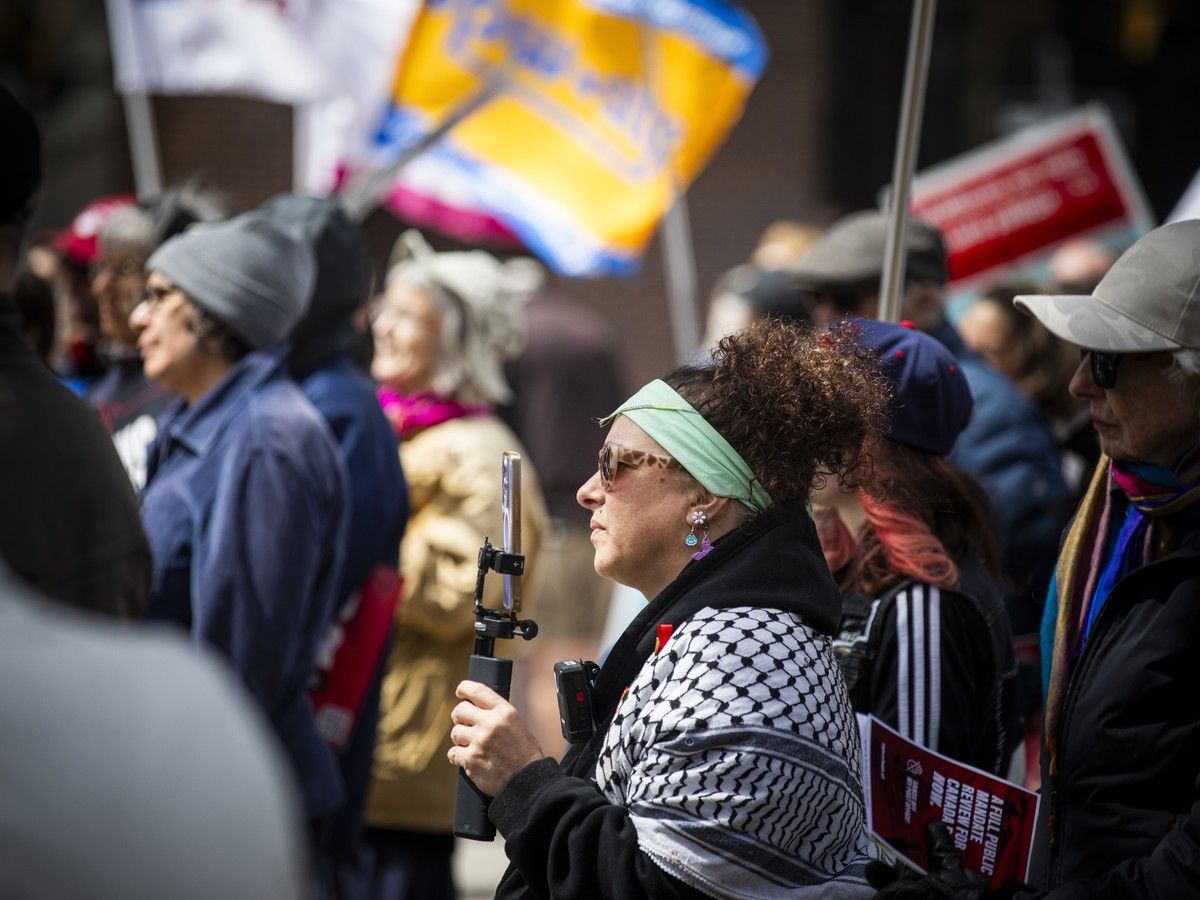 Protest against cuts to Ontario's health-care and education systems under Premier Doug Ford