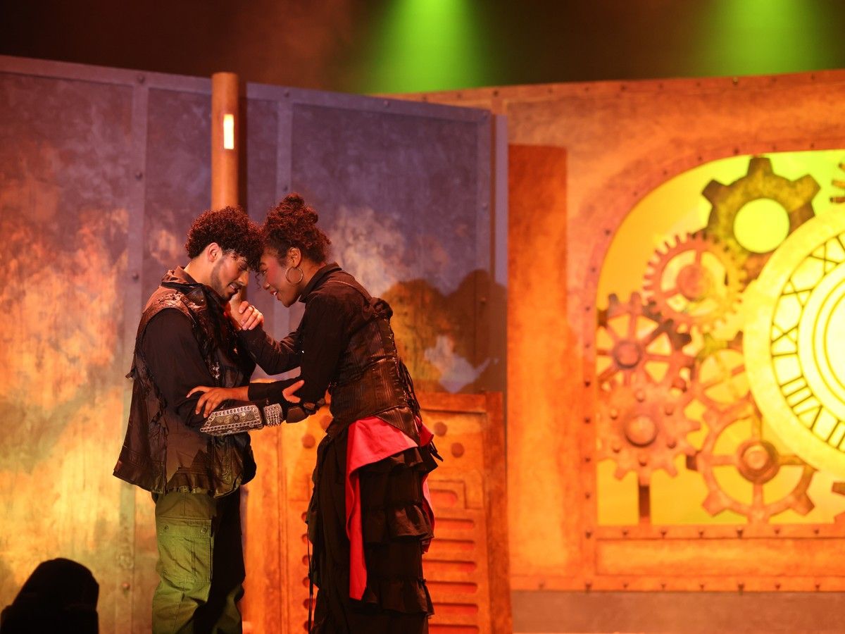 Dominic Gonsalves as Macbeth (L), and Nicole Casimir Derival as Lady Macbeth (R) during Holy Trinity's Cappies production held on April 17, 2026 at Holy Trinity High School