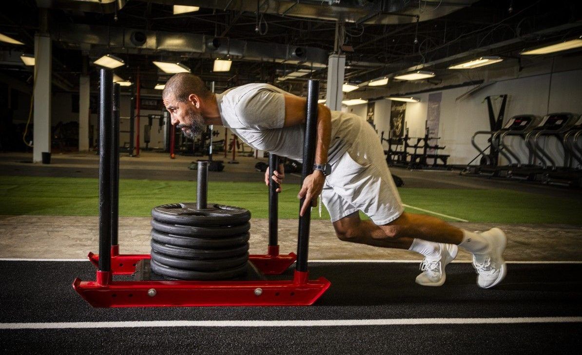  Kenny Caceros, owner of The Strength Collective in Stittsville, showed off the Hyrox training setup at The Hybrid Training Pop-Up in Ottawa&rsquo;s west end on Sunday, May 17, 2026.