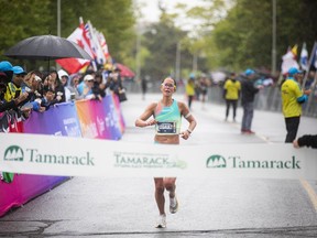 Elissa Legault was the top Canadian woman to finish the Tamarack Homes Ottawa International Marathon Sunday morning.