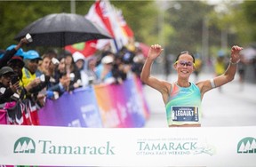 Elissa Legault was the top Canadian woman to finish the Tamarack Homes Ottawa International Marathon Sunday morning.