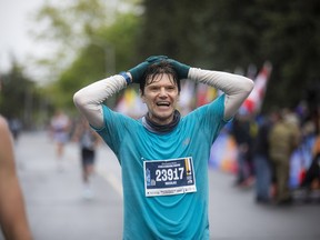 Nicolas Pedneault of Gatineau finishing the marathon in just under three hours.