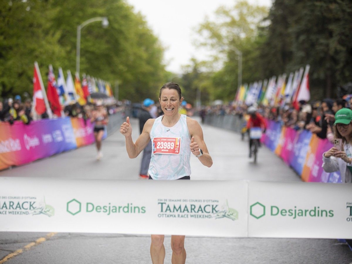  Meghan Foottit was the first woman to finish the half marathon Sunday morning.