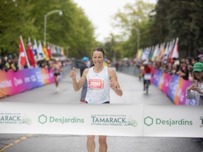 Meghan Foottit was the first woman to finish the half marathon Sunday morning.