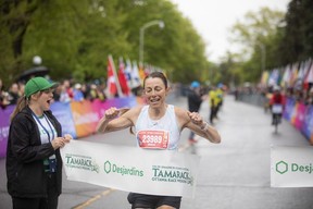 Meghan Foottit was the first woman to finish the half marathon Sunday morning.