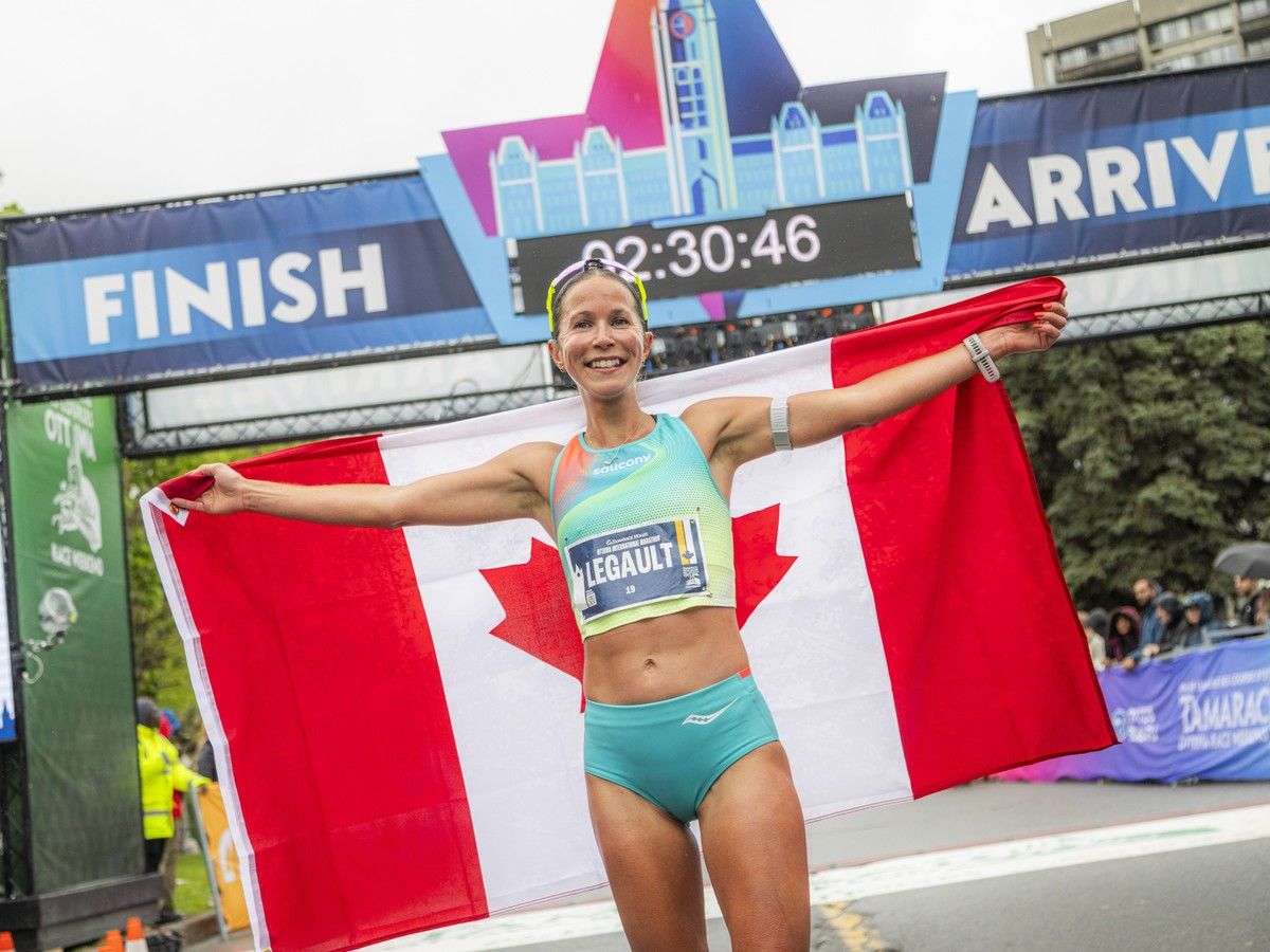  Elissa Legault was the top Canadian woman to finish the Tamarack Homes Ottawa International Marathon Sunday morning.
