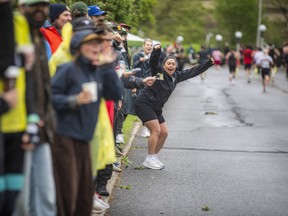 OCRC's cheer group along the canal Sunday morning.