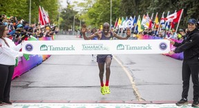 Elvis Cheboi finished the marathon in just over 2:09, winning the Tamarack Homes Ottawa International Marathon.