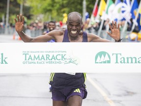 Elvis Cheboi finished the marathon in just over 2:09, winning the Tamarack Homes Ottawa International Marathon.