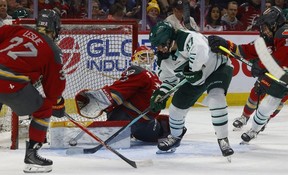 Ottawa Charge goalie Gwyneth Philips can't stop the puck against Shay Maloney