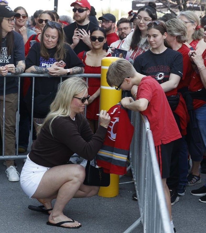 Ottawa Charge player Emma Greco meets some fans Monday. Ottawa Charge player Emma Greco meets some fans Monday.