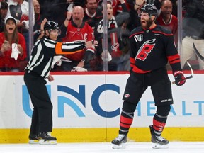Jordan Staal of the Carolina Hurricanes celebrates after scoring