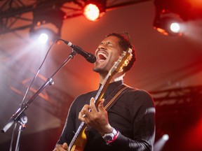 Hawaii-born singer-songwriter and guitarist Ron Artis II performs barefoot during Ottawa Bluesfest at LeBreton Flats on Saturday, July 11, 2026.