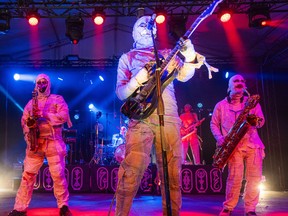 Here Come the Mummies perform on the LeBreton Stage during Ottawa Bluesfest at LeBreton Flats, Saturday, July 18, 2026.