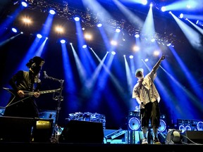 Members of Limp Bizkit on stage at Bluesfest.