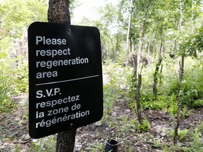 Respect restoration area sign.