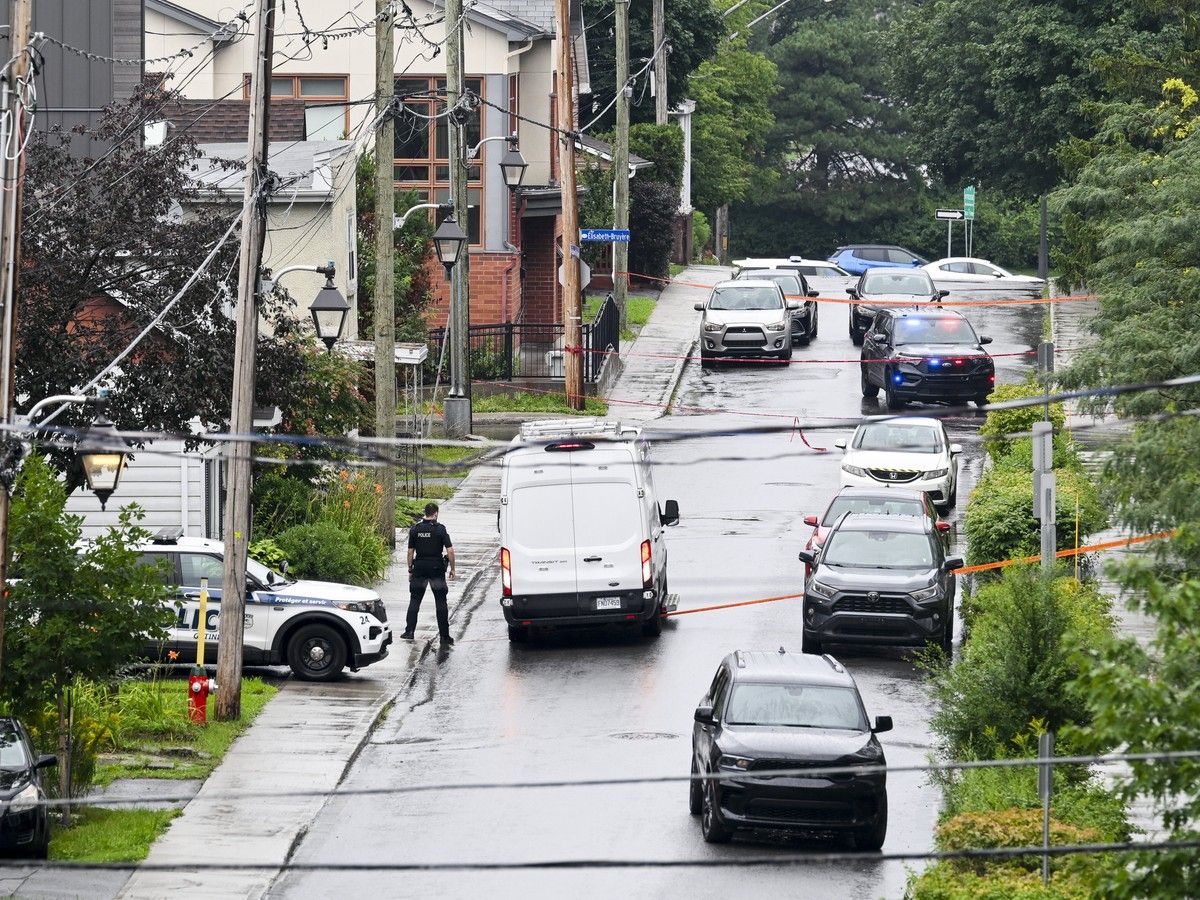  Members of the Gatineau police investigate a shooting in the Hull sector of Gatineau, Que., on Tuesday, July 28, 2026.