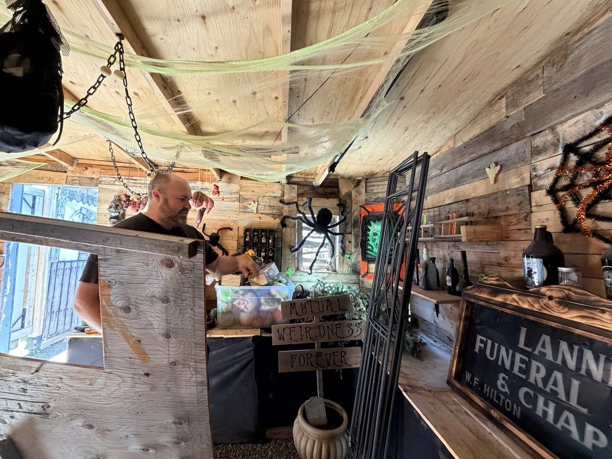 Patrick Albert, seen inside his haunted house, says he is grateful for the community, which has kept the haunted house going for so long. Patrick Albert, seen inside his haunted house, says he is grateful for the community, which has kept the haunted house going for so long.