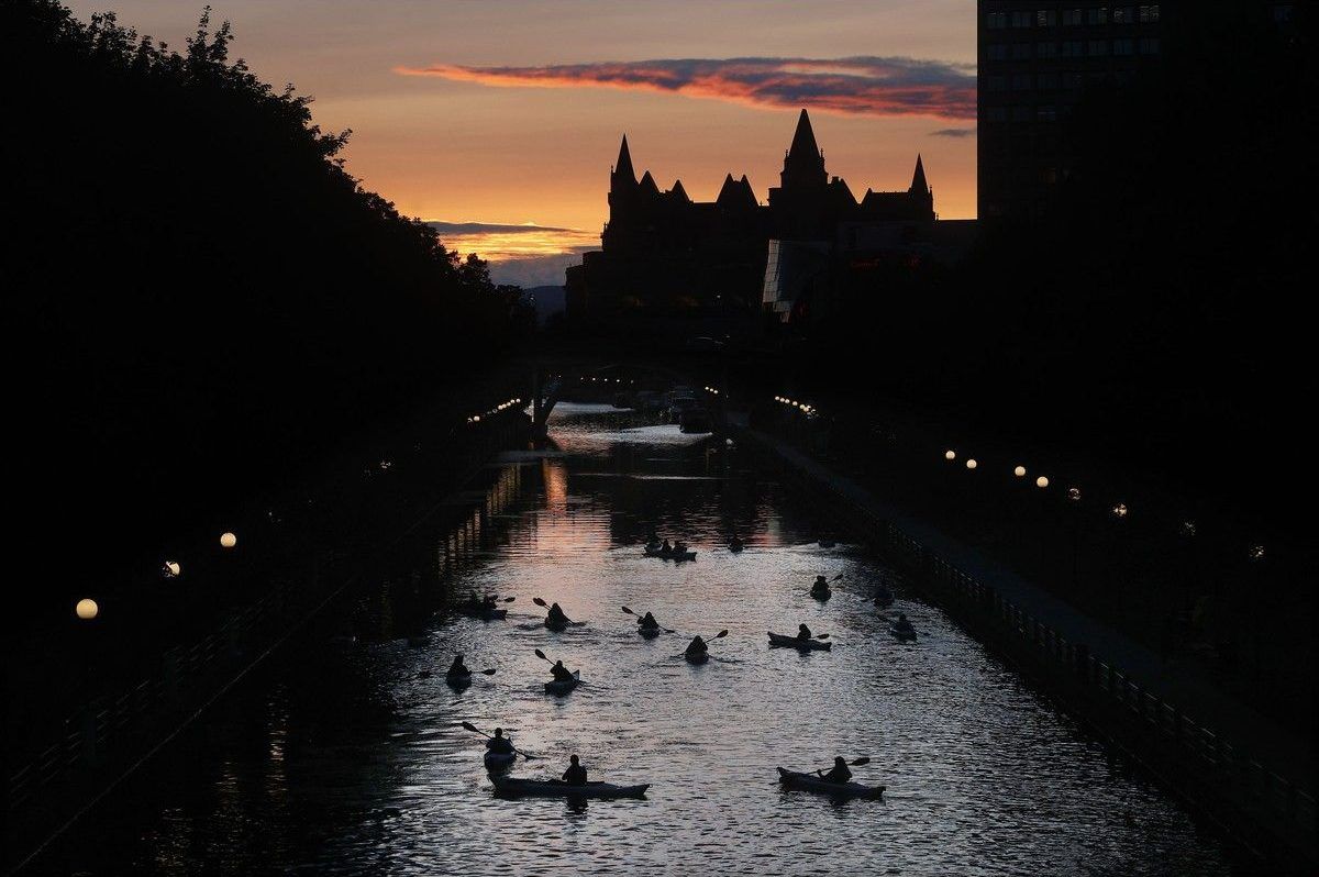 A golden sunset over the chateau laurier