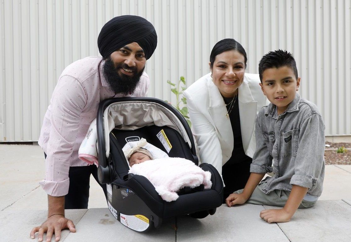  Manpreet Singh, left, baby Harjass Kaur Jimenez, Diana Patricia Jimenez Lopez and Elian Aguilar Jimenez now have a family doctor.