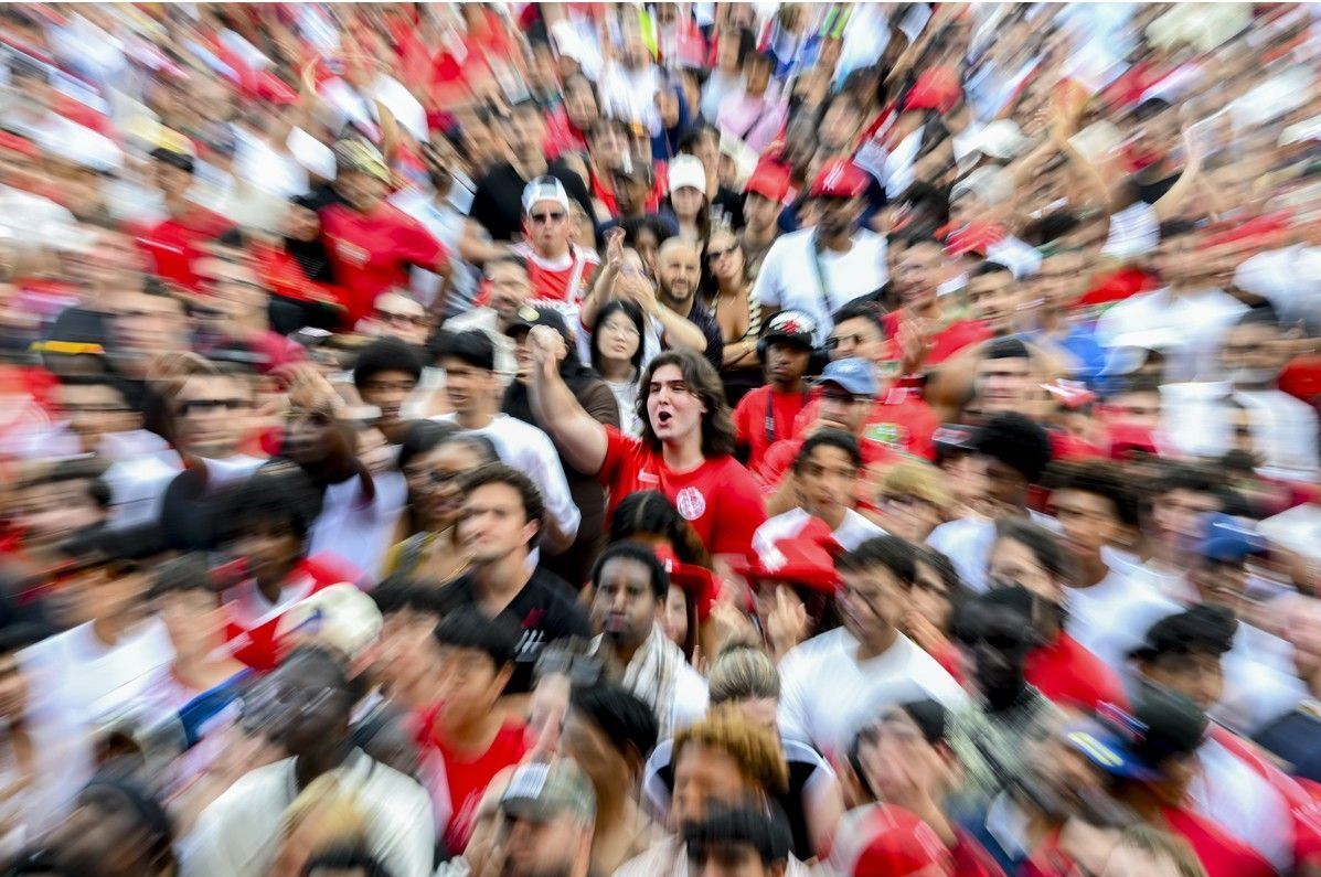 A Canadian fan reacts during the watch party on Saturday. A Canadian fan reacts during the watch party on Saturday.