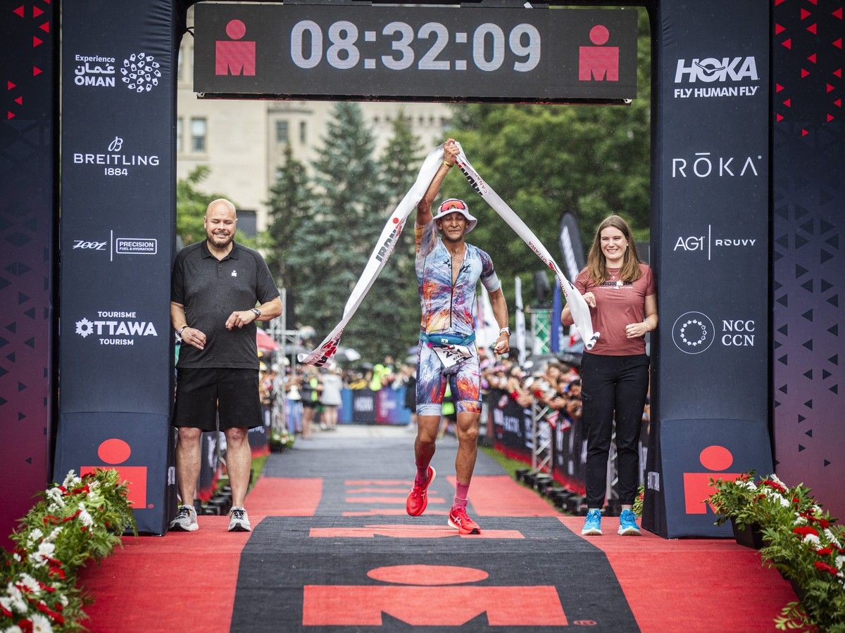 Kiyan Sunderji, the first-place finisher, was filled with joy as he crossed the finish line winning the 2026 IRONMAN Canada-Ottawa race Sunday. Kiyan Sunderji, the first-place finisher, was filled with joy as he crossed the finish line winning the 2026 IRONMAN Canada-Ottawa race Sunday.