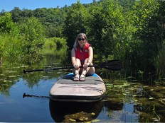 Someone on a paddleboard