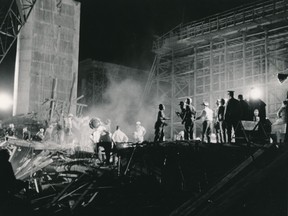 Rescue efforts at the Heron Road Bridge collapse, Aug. 10, 1966